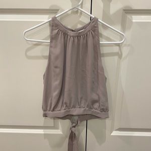 Taupe bubble top in size small, slightly cropped